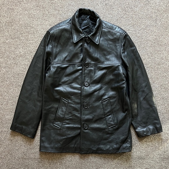 Vintage Canada T.O. Leather Fashions Genuine Leather Button Up Jacket Coat Small - Picture 1 of 14